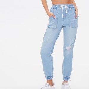 Distressed Denim Joggers